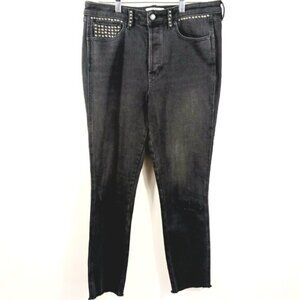Free People, Studded Black Jeans, W-30, High Rise, Distressed Skinny, Ankle